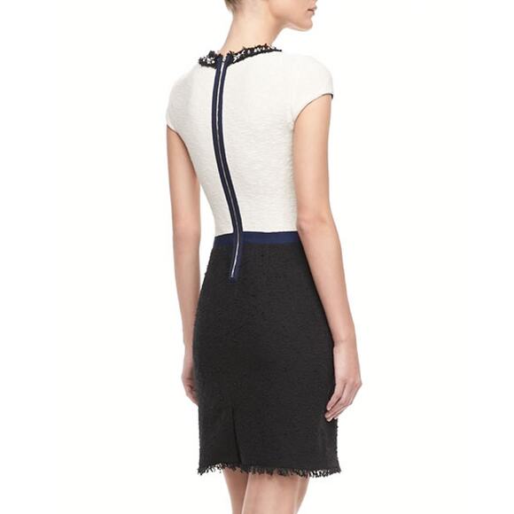 Rebecca Taylor Two Toned Embellished Neck Tweed Fringe Dress - Picture 3 of 12